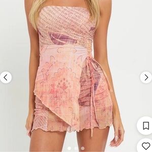 Tiger Mist Strapless Pink and Purple Dress